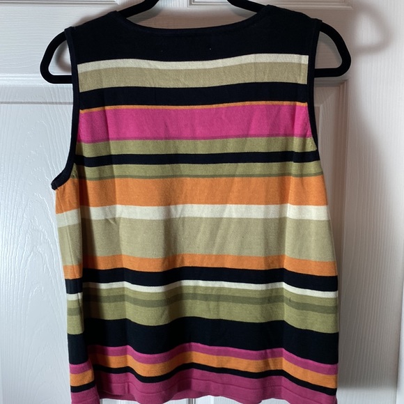 Norm Thompson Cardigan 2 piece Stripped Color Block Sweater Set Short Sleeves - Picture 6 of 6